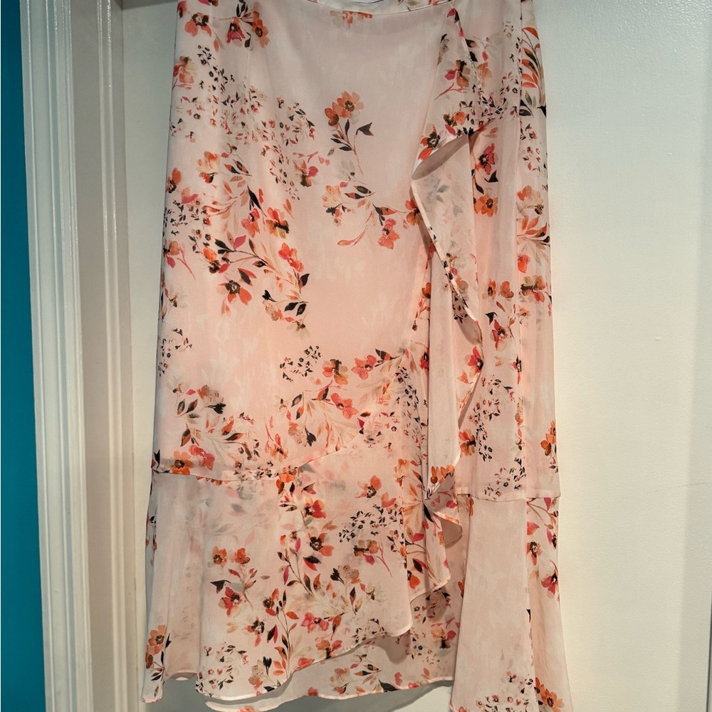 Calvin Klein Floral Cream Midi Skirt